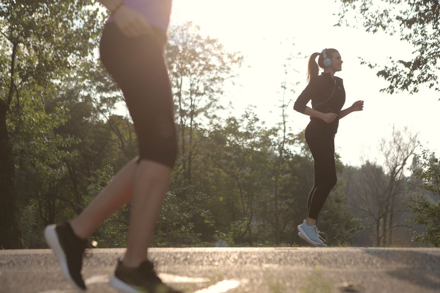 Person jogging outdoors